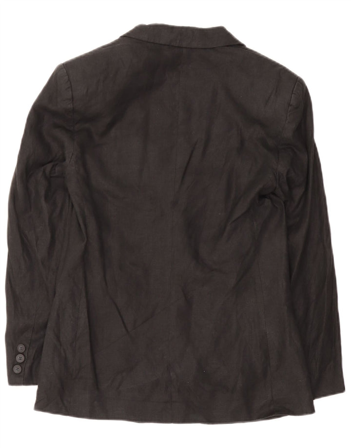 Benetton Dame 2 Button Blazer Jacket IT 40 Small Black Linen