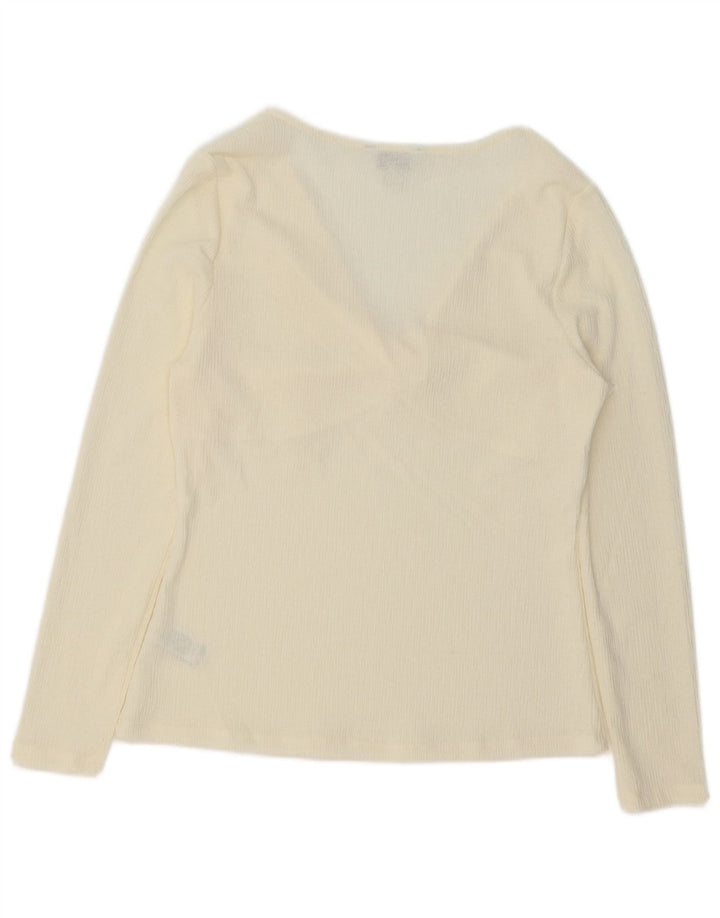 Marks & Spencer Dametop Langærmet UK 14 Medium Off White Polyester