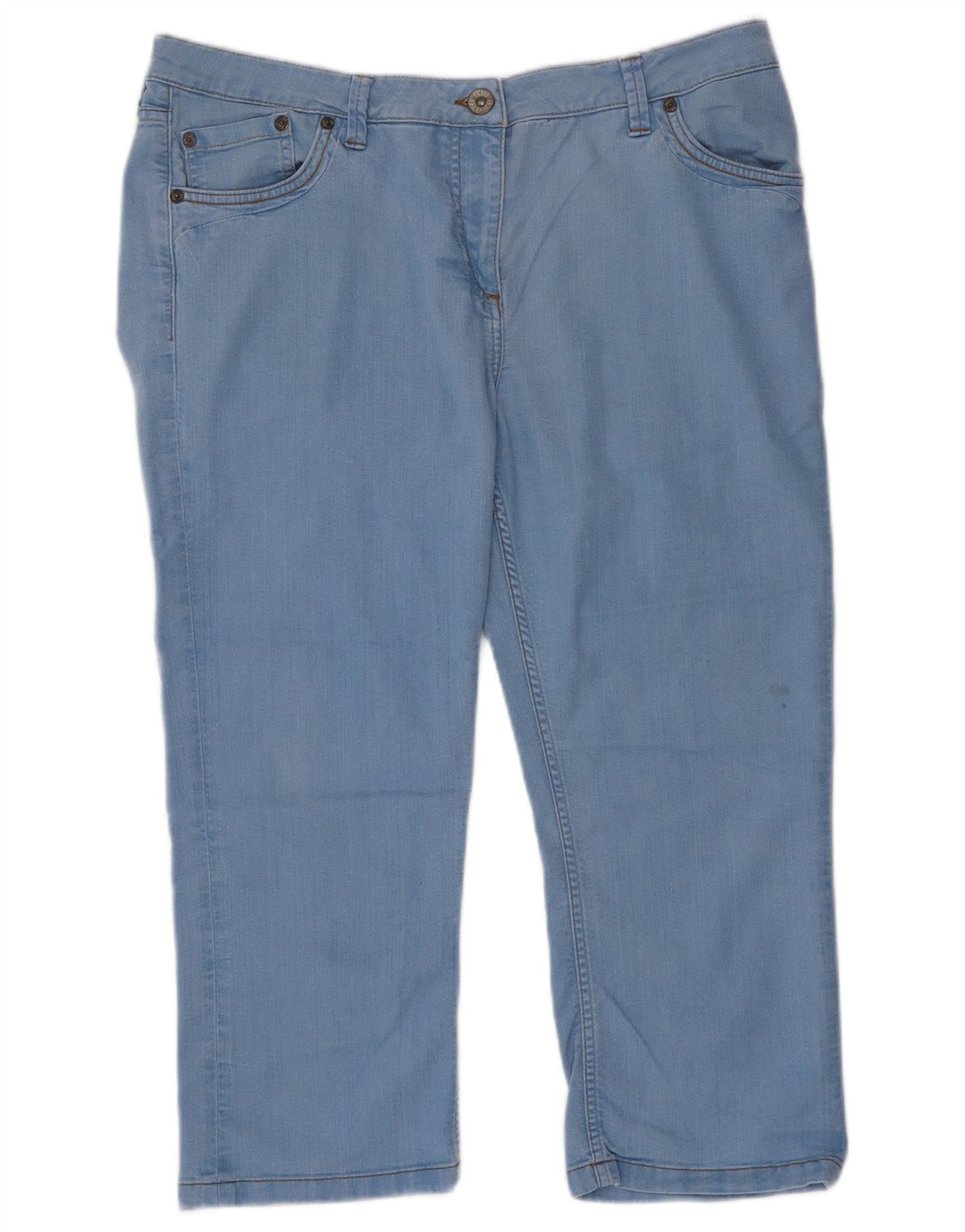 FET FACE Dame Cropped Jeans UK 18 XL W36 L22 Blå Bomuld