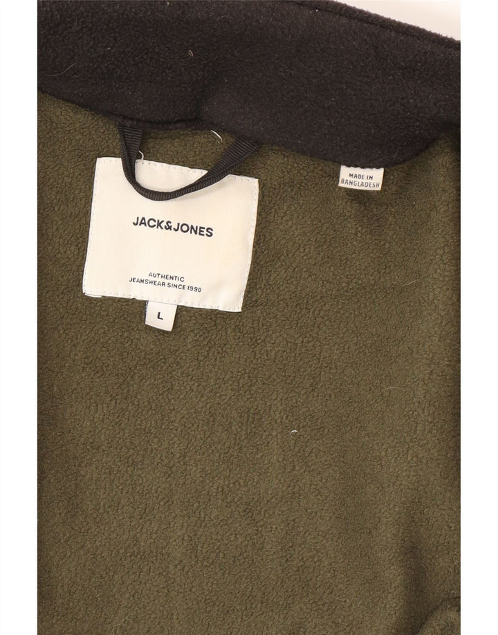Jack & Jones Fleecejakke til mænd UK 40 Large Green Colourblock
