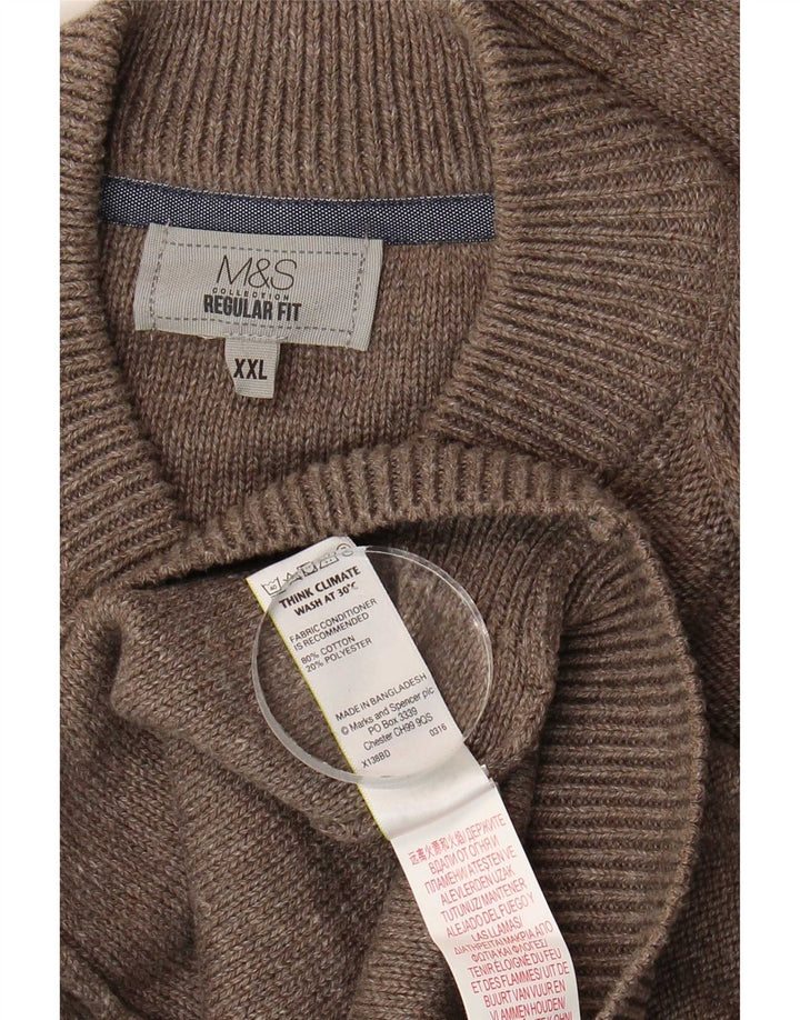 Marks & Spencer Herre Regular Fit cardigantrøje 2XL brun bomuld