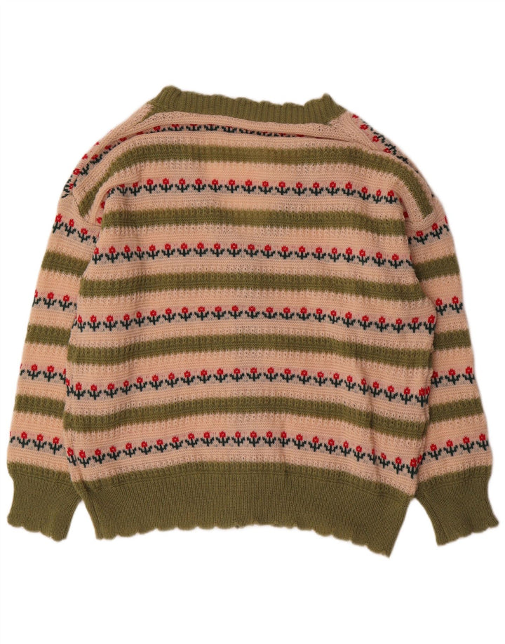 Shein Dame oversized cardigan sweater UK 18 XL Grøn Stribet Polyester
