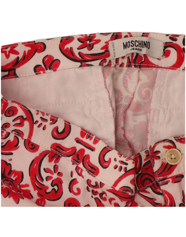 MOSCHINO Lige Capri-bukser til kvinder UK 12 Medium W28 L21 Red Paisley