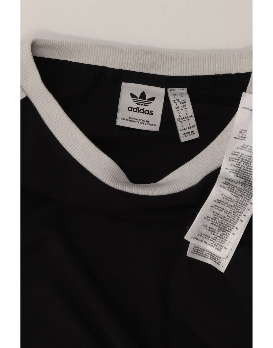 ADIDAS T-shirt top til kvinder DK 16/18 Stor sort bomuld