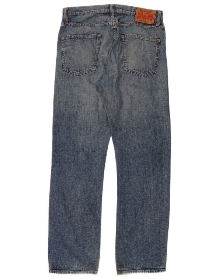 Replay Herre Straight Jeans W31 L34 Blå Bomuld