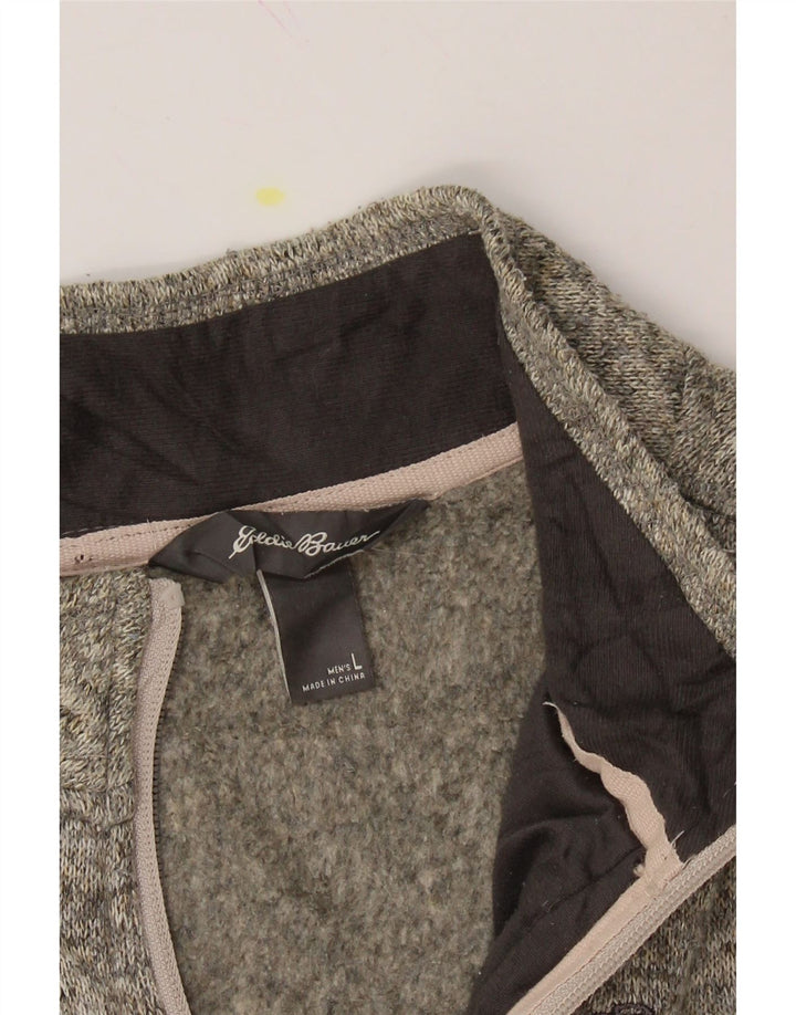 EDDIE BAUER Mens Zip Neck Sweatshirt Jumper Large Grey Polyester Vintage Eddie Bauer and Second-Hand Eddie Bauer from Messina Hembry 