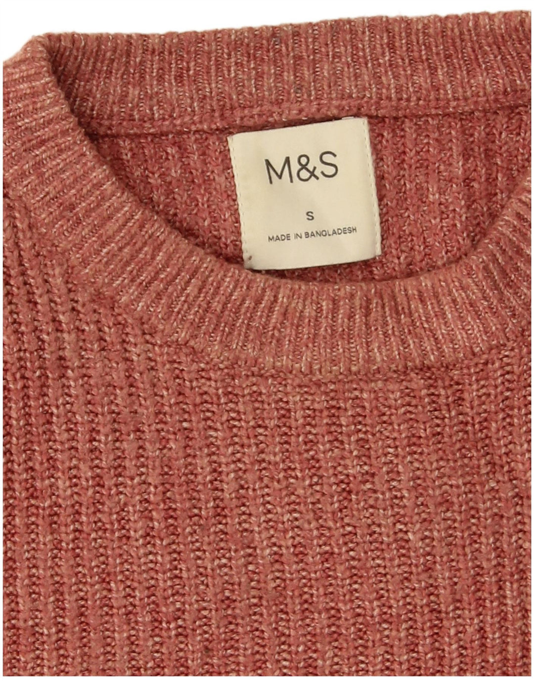 Marks & Spencer Herre sweater med rund hals, lille rødbrun polyamid