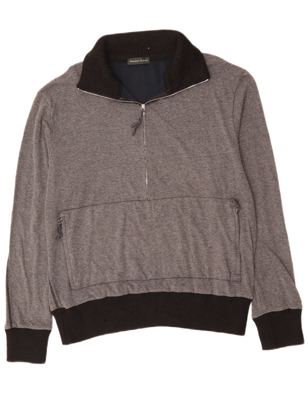 FRANCO ZICHE Sweatshirt med lynlås til mænd, stor grå farveblok