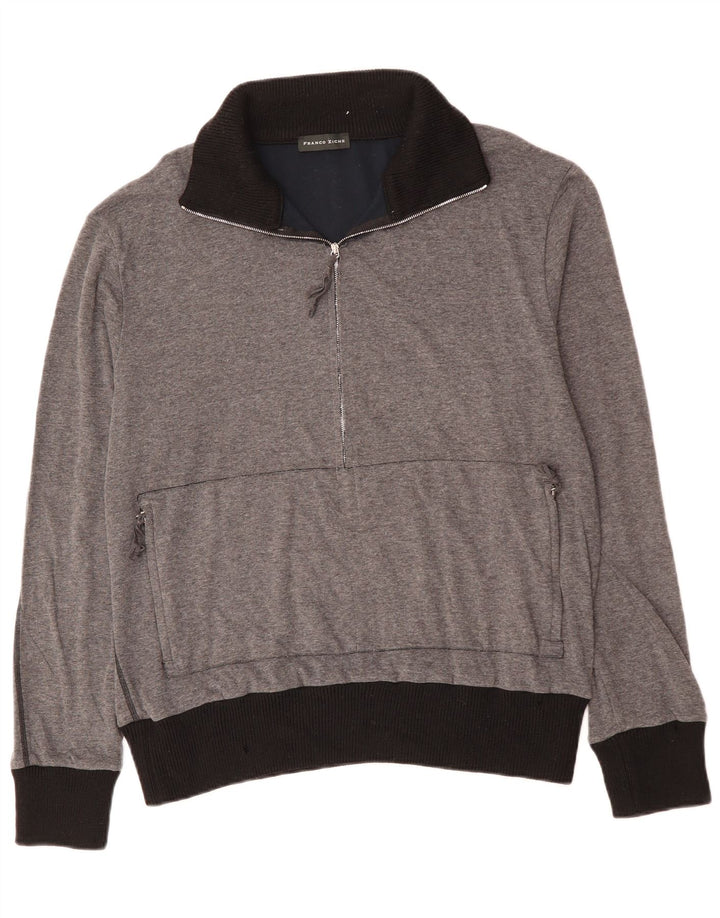 FRANCO ZICHE Sweatshirt med lynlås til mænd, stor grå farveblok