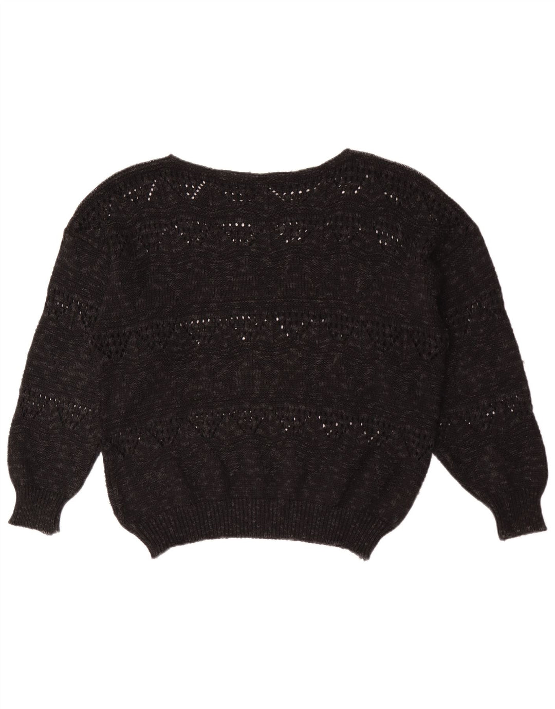 Vintage Dame Boat Neck Jumper Sweater EU 40 Medium Sort Geometrisk