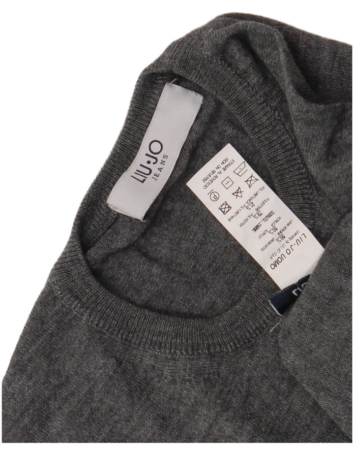 Liu Jo Dame Jumper Sweater UK 10 Small Grey Virgin Wool