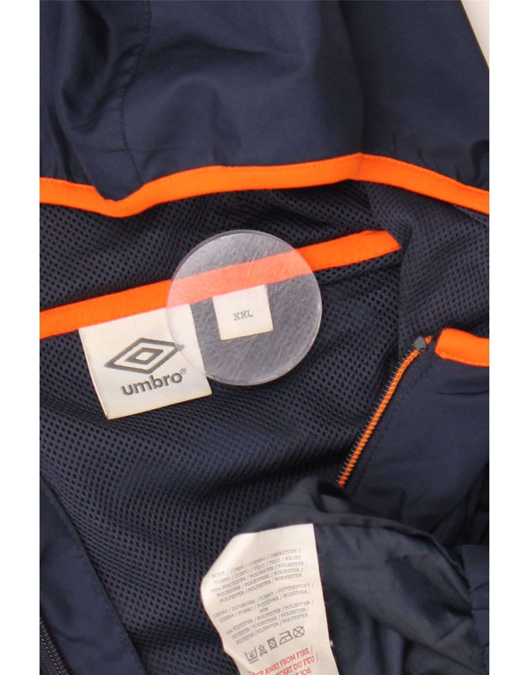 Umbro Regnjakke med hætte til mænd UK 44 2XL Navy Blue Colourblock Polyester