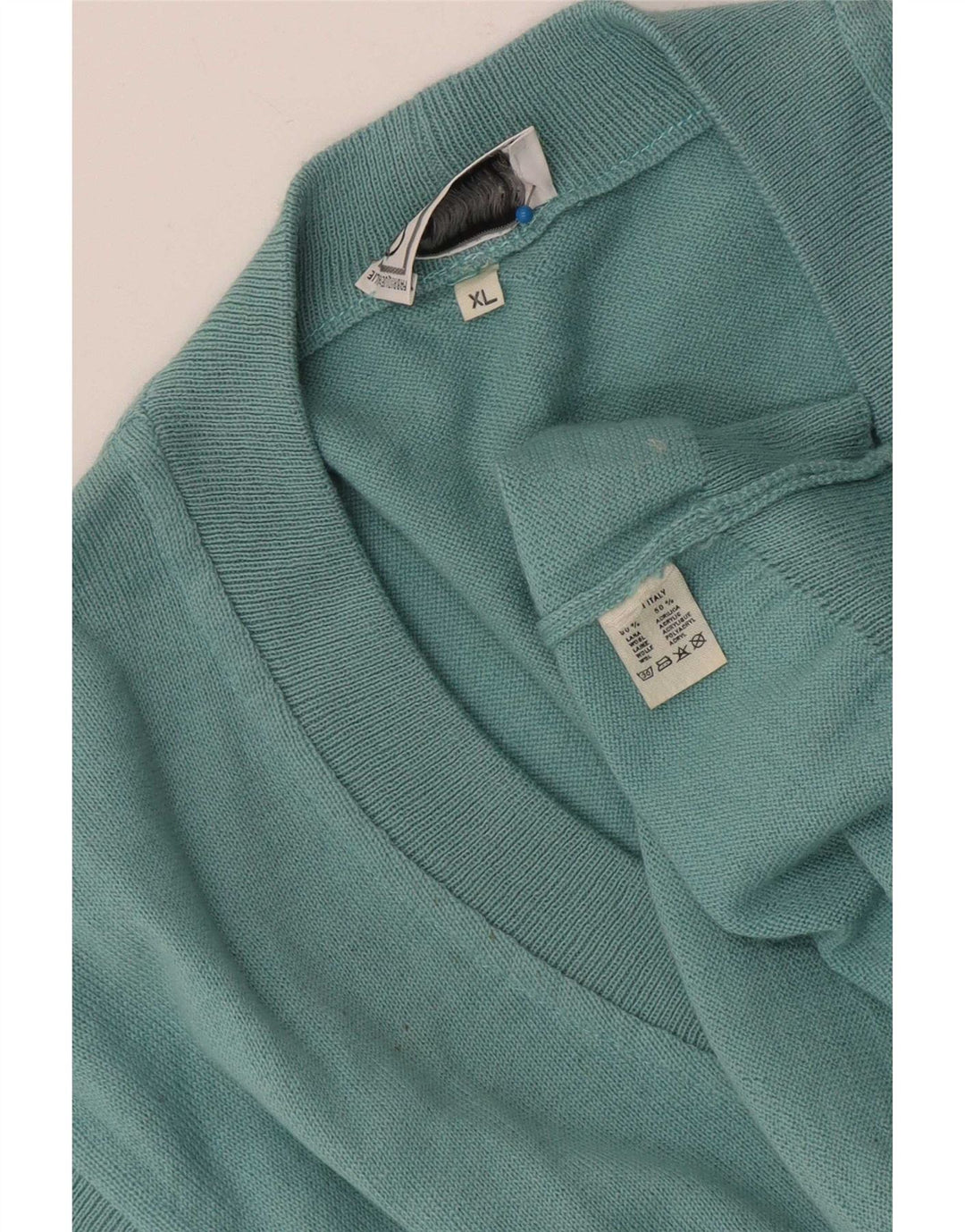 Vintage herre ærmeløs cardigan sweater XL blå uld
