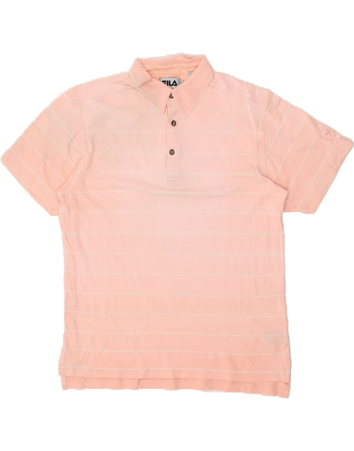 FILA Mens Polo Shirt Medium Pink Striped Vintage Fila and Second-Hand Fila from Messina Hembry 