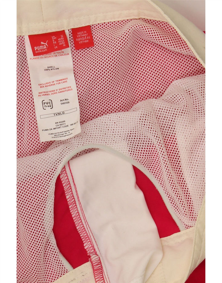 PUMA Mens Graphic Swimming Shorts Medium Pink Colourblock Nylon Beach