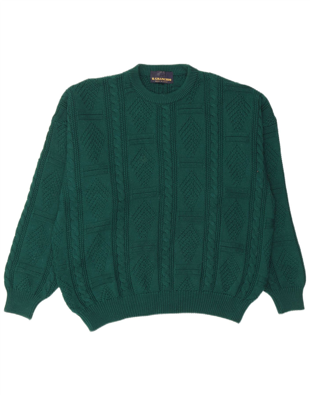 IL GRANCHIO Herre sweater med rund hals XL Grøn uld