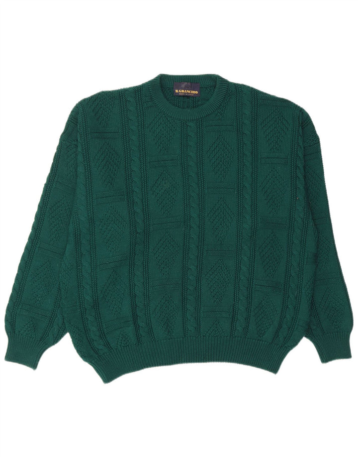 IL GRANCHIO Herre sweater med rund hals XL Grøn uld