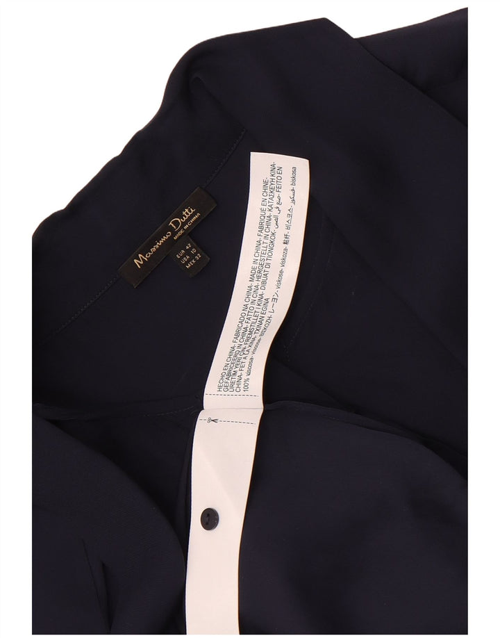 Massimo Dutti Dame-sløjfebluse EU 42 Stor marineblå viskose
