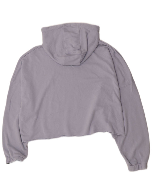 Ellesse Womens Crop Oversized Hoodie Jumper UK 12 Medium Lilla Bomuld