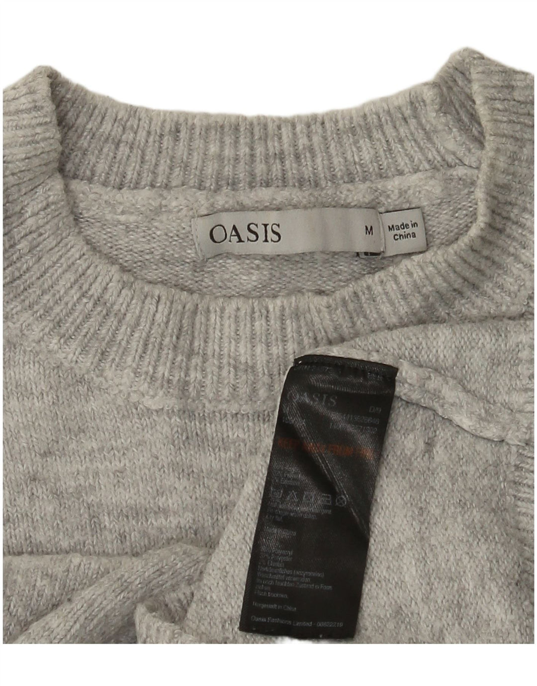 OASIS Dame sweater med rund hals DK 14 Medium Grå Akryl