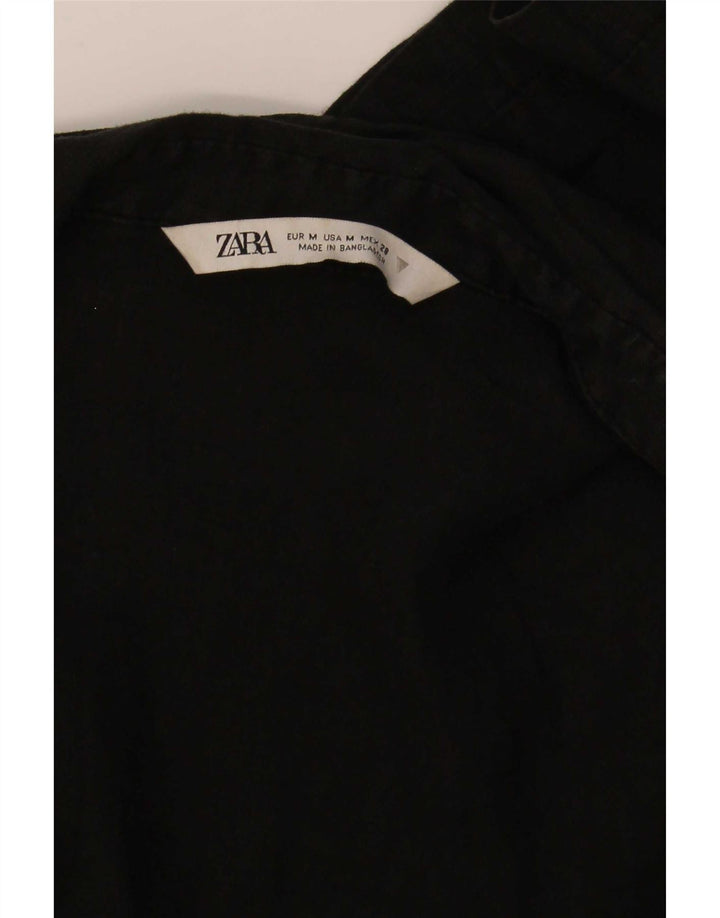 Zara Womens Crop Wrap Shirt Bluse UK 12 Medium Black