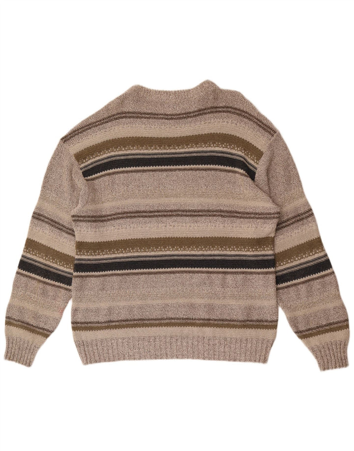 Angelo Litrico Herre Boat Neck Jumper Sweater Medium Grå Stribet Bomuld