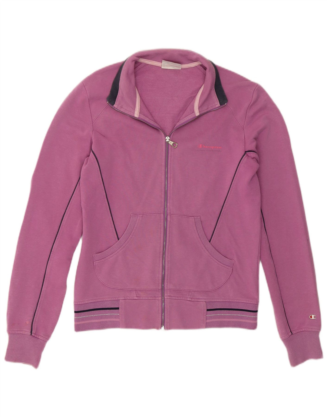 Champion Womens træningsdragt Topjakke UK 14 Mellem lilla stribet bomuld