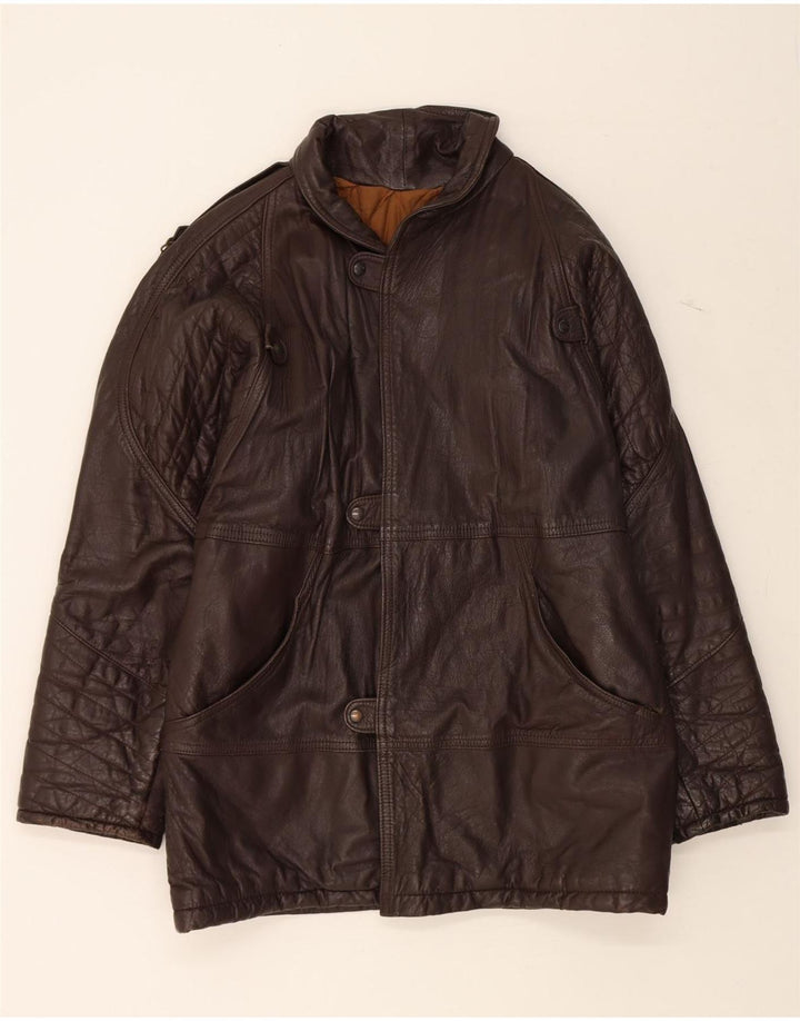 VINTAGE Mens Leather Jacket IT 52 XL Brown Vintage Vintage and Second-Hand Vintage from Messina Hembry 