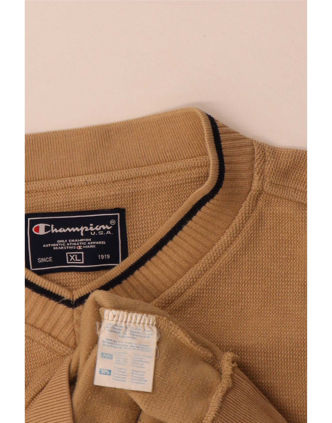 Champion Herre V-hals sweater XL Beige Bomuld