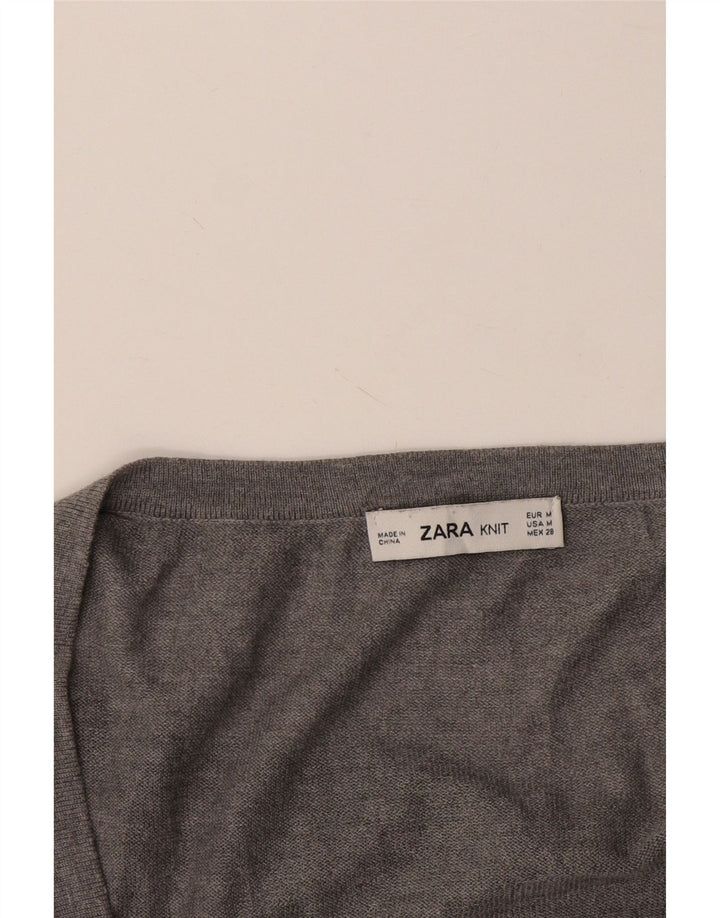 Zara Dame Oversized V-hals sweater UK 14 Medium Grey