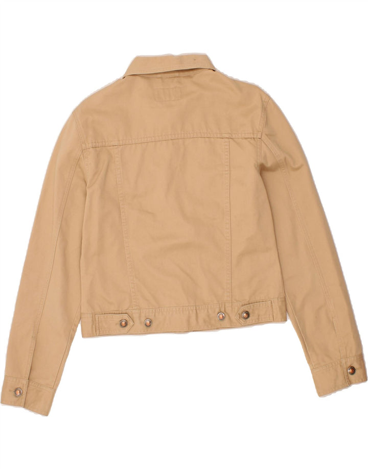 COSMOS Womens Crop Bomber Jacket UK 12 Medium Beige Cotton Vintage Cosmos and Second-Hand Cosmos from Messina Hembry 