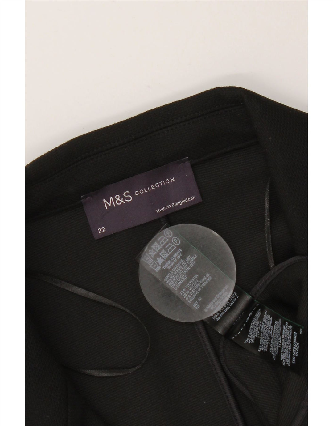 MARKS & SPENCER Dame 1-knaps blazerjakke UK 22 3XL Sort Polyester