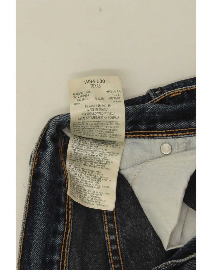 Wrangler Herre Texas Straight Jeans W34 L30 Blå Bomuld