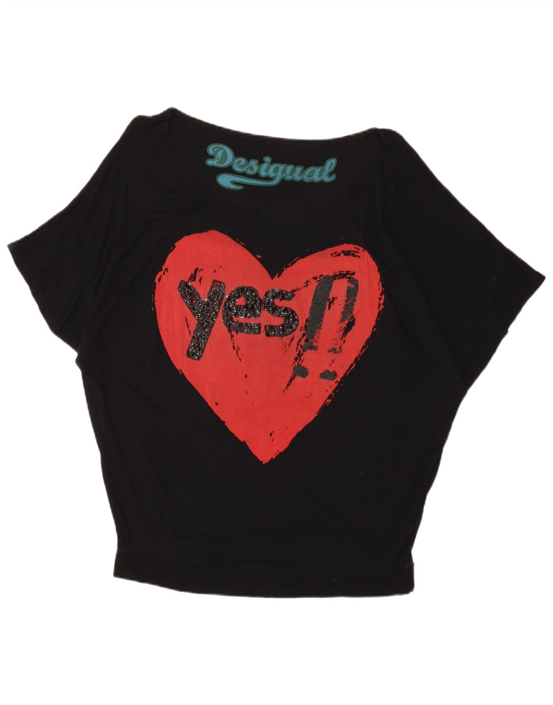 DESIGUAL Kvinder Oversized grafisk bluse Top UK 16 Large Black