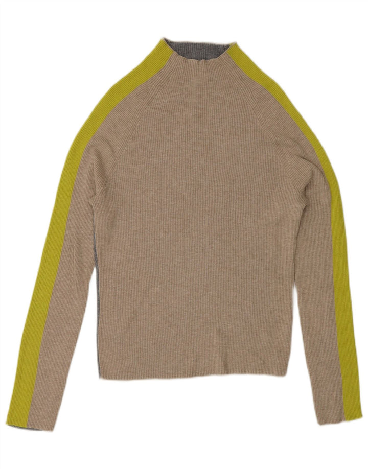 White Stuff Dame Turtle Neck Jumper Sweater UK 8 Small Grey Colourblock