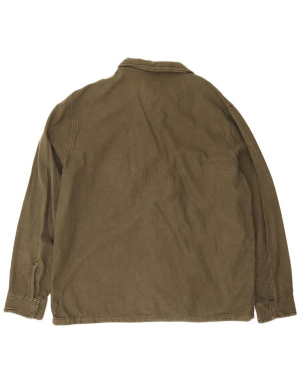 Zara Herre Regular Fit Utility Jacket UK 42 XL Khaki Cotton Army