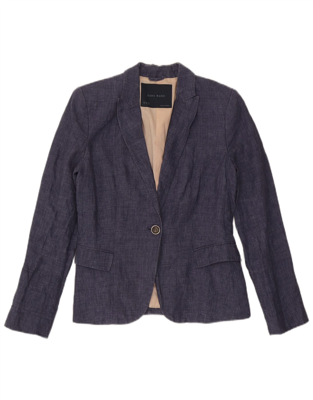 Zara Dame 1 Knap Blazer Jacket UK 12 Medium Navy Blue