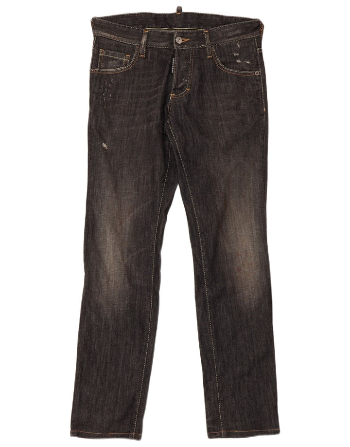 Dsquared2 Herre Distressed Straight Jeans IT 44 XS W32 L30 Grå Bomuld