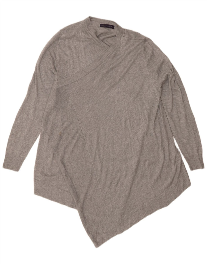 Marks & Spencer Dame Asymmetrisk V-hals Jumper Sweater UK 14 Medium Grey