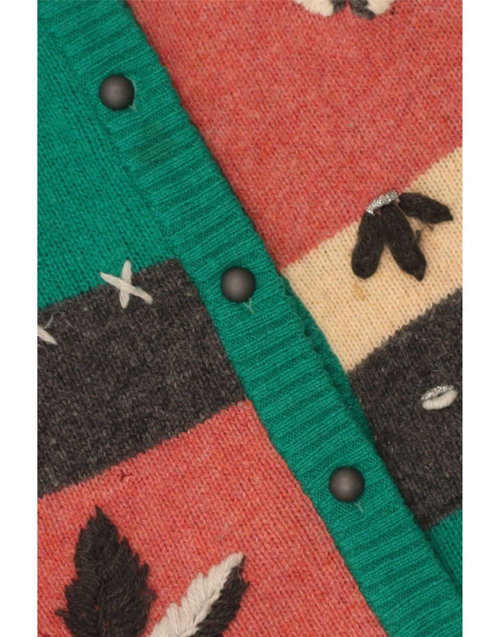 Vintage dame cardigan sweater UK 10 Small Multicolor Colourblock