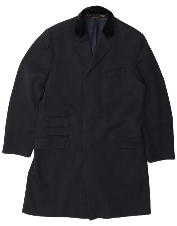 Vintage overfrakke til mænd UK 42 XL marineblå uld