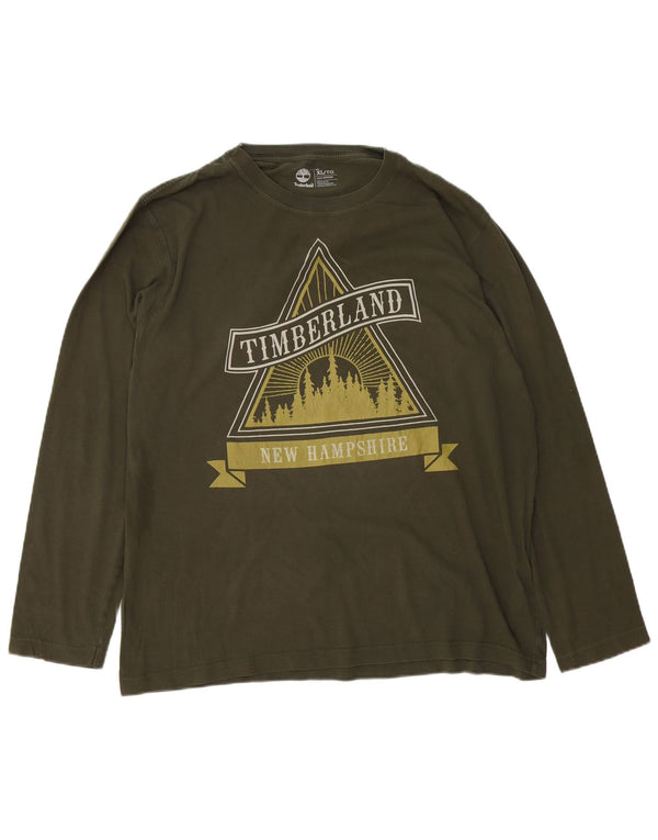 TIMBERLAND Herre Regular Fit Grafisk Top Langærmet XL Khaki Bomuld