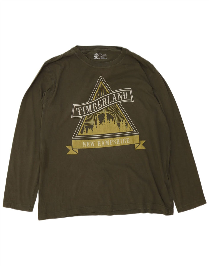 TIMBERLAND Herre Regular Fit Grafisk Top Langærmet XL Khaki Bomuld