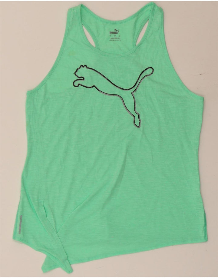 Puma Dame Grafisk Vest Top UK 14 Large Grøn Flecked