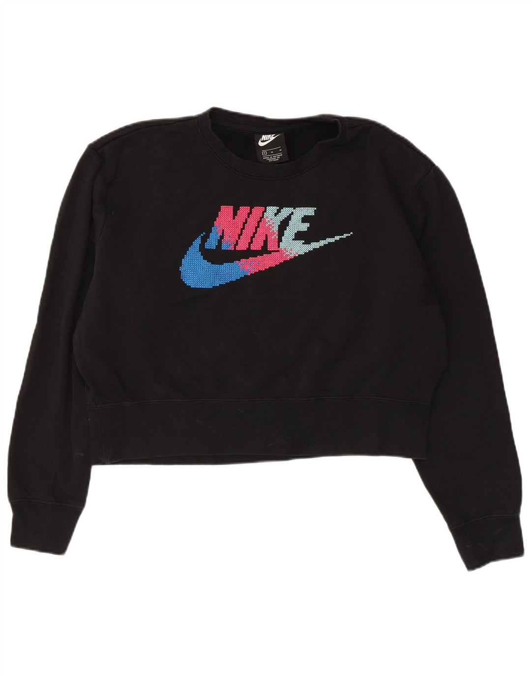 NIKE Oversized Crop Graphic Sweatshirt Jumper UK 14 Medium Sort