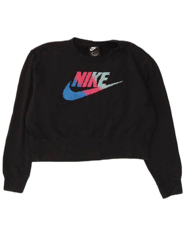 NIKE Oversized Crop Graphic Sweatshirt Jumper UK 14 Medium Sort