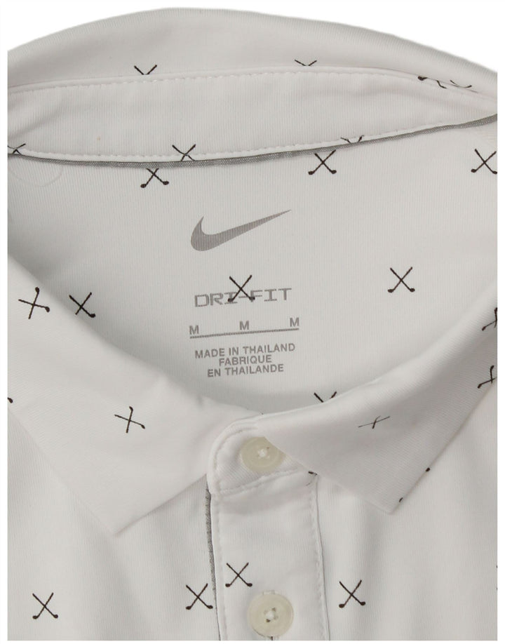 Nike Dri Fit poloshirt til mænd mellem hvid geometrisk polyester