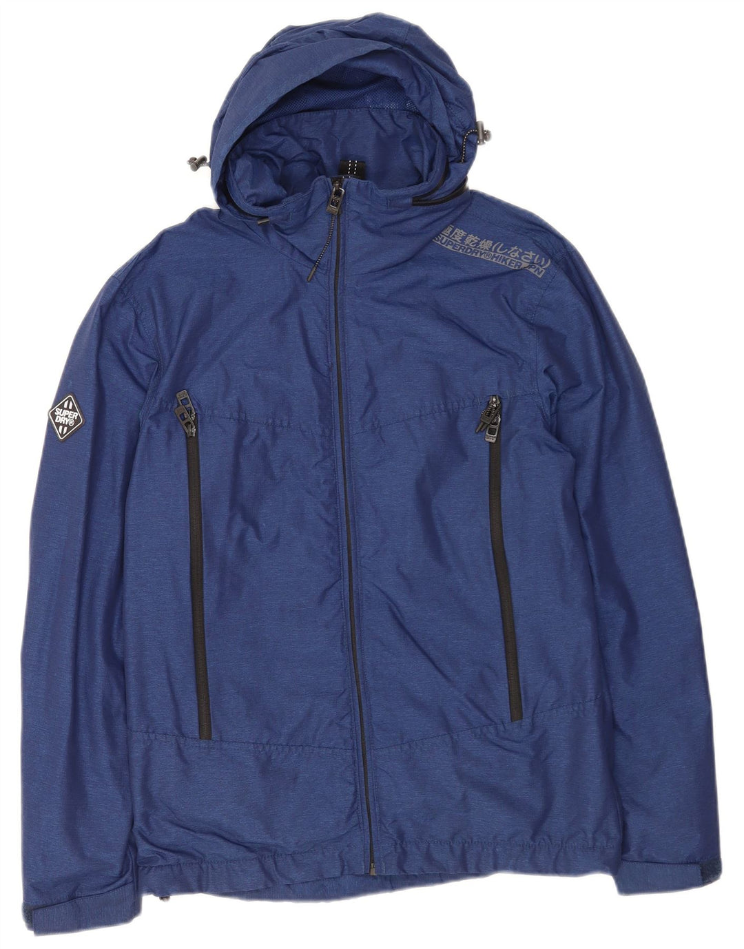 Superdry Windbreaker-jakke med hætte til mænd UK 36 Lille marineblå polyester