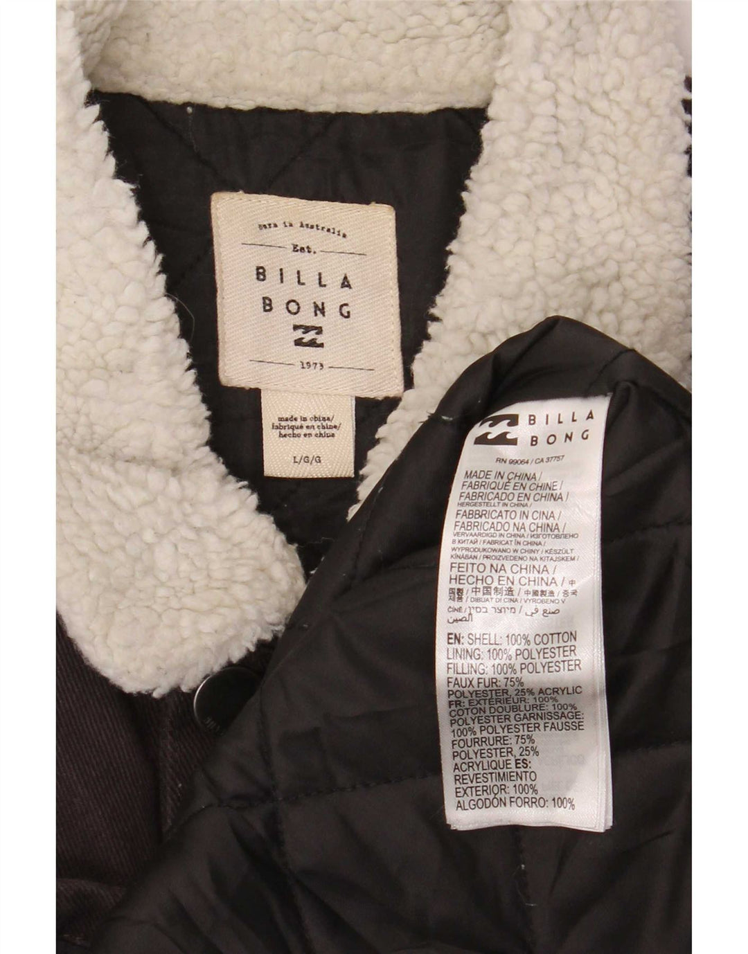 Billabong Herre Regular Fit denimjakke UK 40 Stor Grå Bomuld
