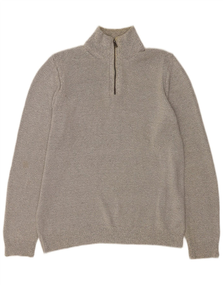 Marks & Spencer Herre sweater med lynlåshals, stor grå bomuld